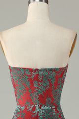 Mermaid Strapless Rust Velvet Bridesmaid Dress