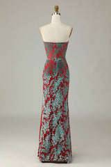 Mermaid Strapless Rust Velvet Bridesmaid Dress