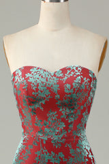 Mermaid Strapless Rust Velvet Bridesmaid Dress