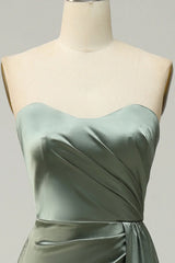Split top eucalyptus long bridesmaid dress