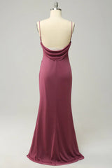 Tight thin shoulder strap desert rose oversized backless bridesmaid dress