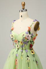 A Line Spaghetti Straps Champagne Short Homecoming Dress with Appliques