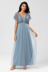 Bringing the Charm A-Line Sage Maternity Bridesmaids Dresses with Sequins
