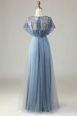 Tulle Sparkly Sage Bridesmaid Dress with Beading