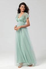 Bringing the Charm A-Line Sage Maternity Bridesmaids Dresses with Sequins