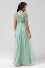 Bringing the Charm A-Line Sage Maternity Bridesmaids Dresses with Sequins