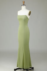 Mermaid Strapless Lemon Green Bridesmaid Dress