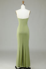 Mermaid Strapless Lemon Green Bridesmaid Dress