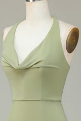 Halter Dusty Sage Bridesmaid Dress
