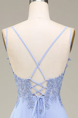 A-Line Lavender Long Prom Dress with Appliques