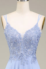 A-Line Lavender Long Prom Dress with Appliques