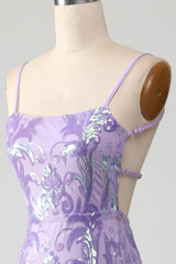 Wholesale Sparkly Lilac Mermaid Spaghetti Straps Lace Up Long Prom Dress With Sequin prom clothing