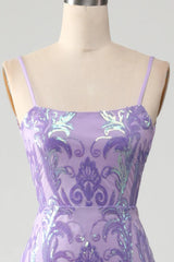 Wholesale Sparkly Lilac Mermaid Spaghetti Straps Lace Up Long Prom Dress With Sequin prom clothing