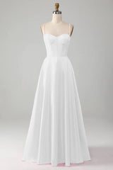 Simple white tight fitting corset wedding dress