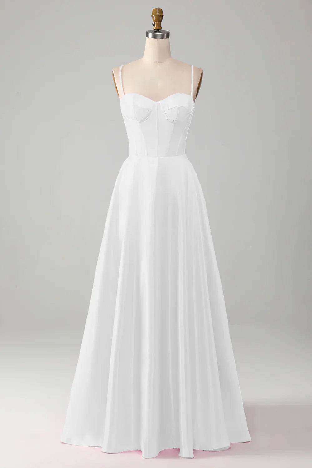 Minimalist white tight fitting corset wedding dress