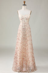 A-Line Sweetheart Champagne Flower Bridesmaid Dress