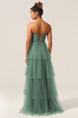 Detachable Straps A Line Eucalyptus Bridesmaid Dress