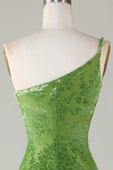 Velvet Mermaid One Shoulder Olive Bridesmaid Dress