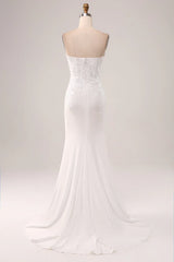 Ivory strapless fishtail wedding dress
