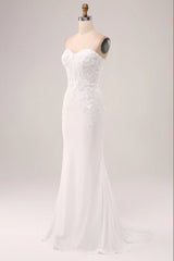 Ivory strapless fishtail wedding dress