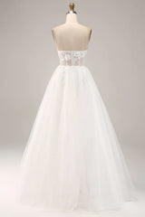 Decal off shoulder sheer and floor length off back wedding dress
