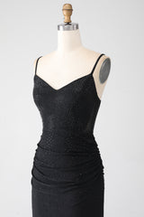 Mermaid Black Beaded Prom Dress with Ruffles