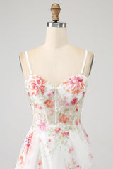 Black A-Line Flower Sequins Long Corset Prom Dress