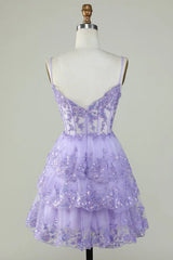 Princess V Neck Lilac Homecoming Dresses Graduation Dresses HD0207