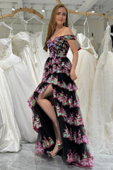 Wholesale Gorgeous Shiny A-Line Long Tiered Corset Prom Dress With Sequined Appliques prom dresses shops