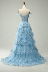 Princess A Line Off the Shoulder Pink Long Prom Dress with Appliques
