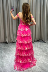Wholesale Gorgeous Shiny A-Line Long Tiered Corset Prom Dress With Sequined Appliques prom dresses shops