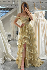 Wholesale Gorgeous Shiny A-Line Long Tiered Corset Prom Dress With Sequined Appliques prom dresses shops