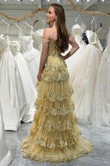 Wholesale Gorgeous Shiny A-Line Long Tiered Corset Prom Dress With Sequined Appliques prom dresses shops