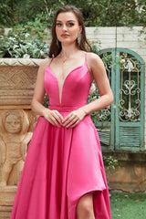 Fuchsia Spaghetti Straps A-Line Prom Dress