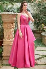 Fuchsia Spaghetti Straps A-Line Prom Dress