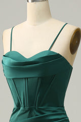 Dark Green Spaghetti Straps Mermaid Prom Dress