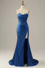 Dark Green Spaghetti Straps Mermaid Prom Dress