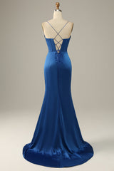 Dark Green Spaghetti Straps Mermaid Prom Dress