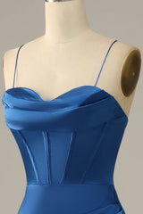 Royal Blue Spaghetti Straps Mermaid Prom Dress