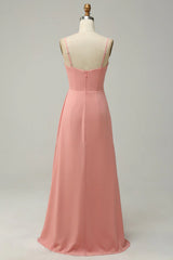 Green pendant long chiffon bridesmaid dress