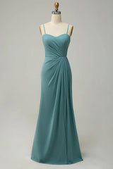 A Line Strap powder blusher Long Bridesmaid Dress