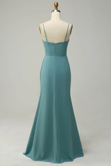 A Line Strap powder blusher Long Bridesmaid Dress