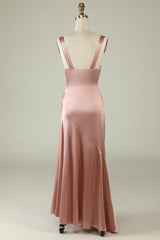Blush Prom Dresses, Asymmetrical Boho Bridesmaid Dress