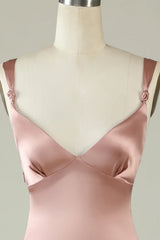 Pink slit asymmetrical bridesmaid dress