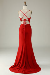 Mermaid Spaghetti Straps Dark Green Long Prom Dress