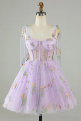 Floral Embroidery Sweetheart A-Line Short Party Dress