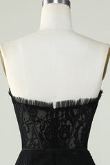 Strapless Black Homecoming Dress with Beading
