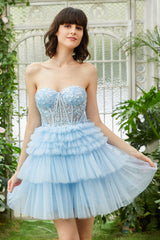 A-Line Sweetheart Pink Short Homecoming Dress