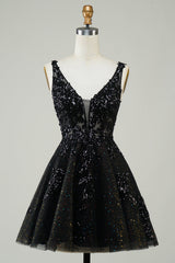 Orange A Line Glitter Homecoming Dress with Sequins