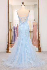 Wholesale Blue Mermaid Spaghetti Straps Lace Up Long Prom Dress With Sequin prom clothing